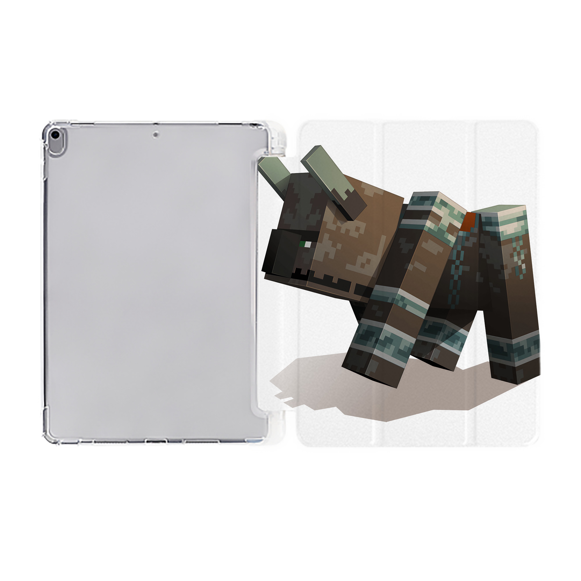 （画像用） マインクラフト ブロックの世界 Minecraft MC Block world IPad ケース ペン収納付き 三つ折りスタンド PUレザー×シリコン 対応機種9.5/10.5/10.9インチ